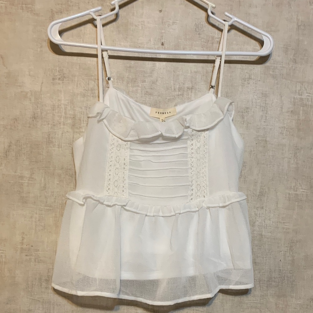 PROMESA White Ruffled Camisole size small